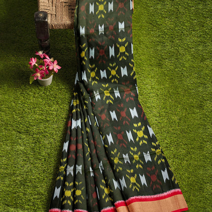 Pure Pochampally Silk Saree 6 Yards with Traditional Ikat Design