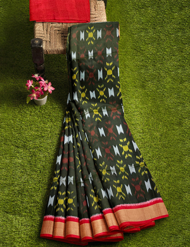 Pure Pochampally Silk Saree 6 Yards with Traditional Ikat Design