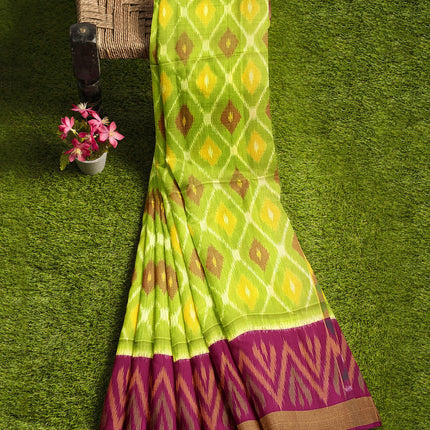 Pure Pochampally Silk Saree 6 Yards with Traditional Ikat Design