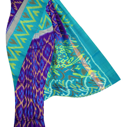 Pure Pochampally Silk Saree 6 Yards with Traditional Ikat Design