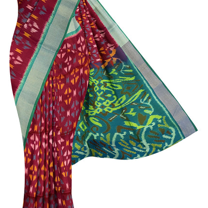 Pure Pochampally Silk Saree 6 Yards with Traditional Ikat Design