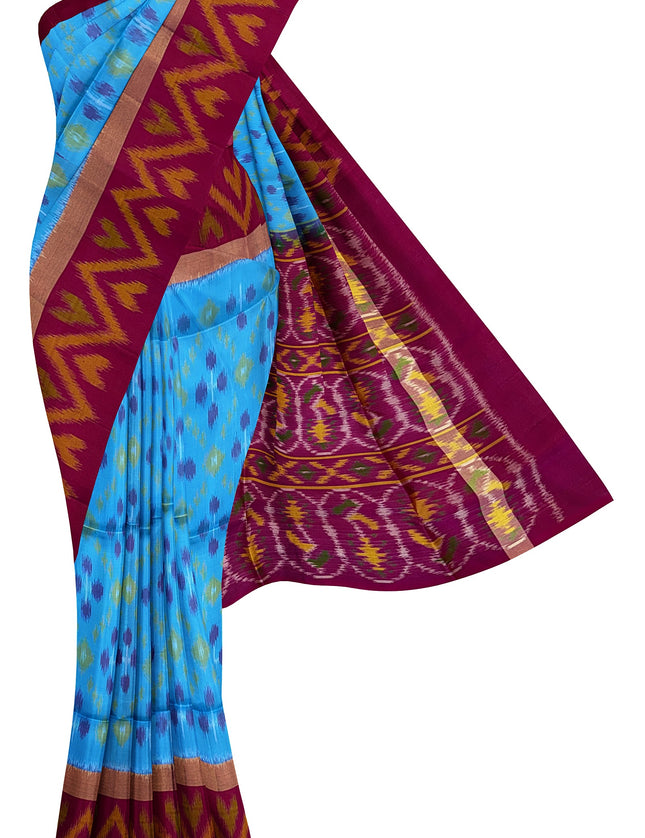 Pure Pochampally Silk Saree 6 Yards with Traditional Ikat Design