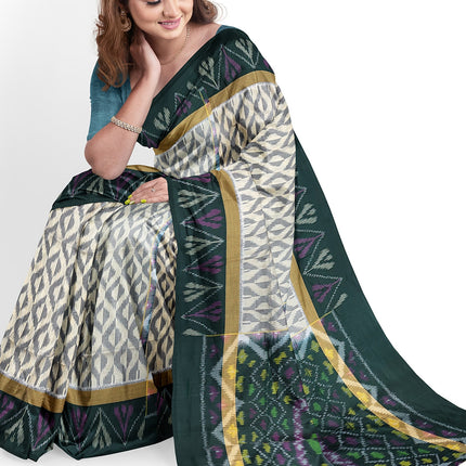Pure Pochampally Silk Saree 6 Yards with Traditional Ikat Design