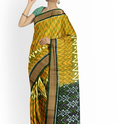 Pure Pochampally Silk Saree 6 Yards with Traditional Ikat Design
