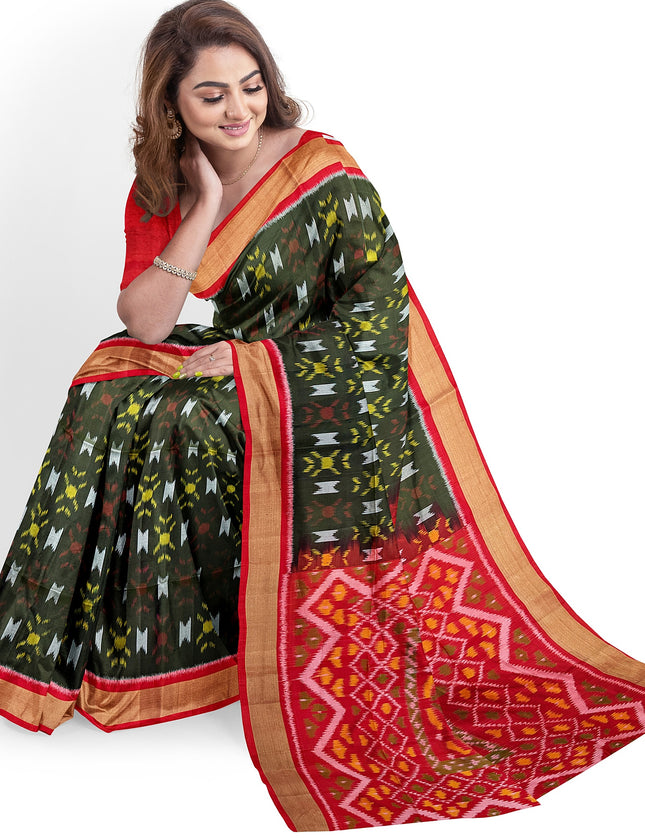Pure Pochampally Silk Saree 6 Yards with Traditional Ikat Design