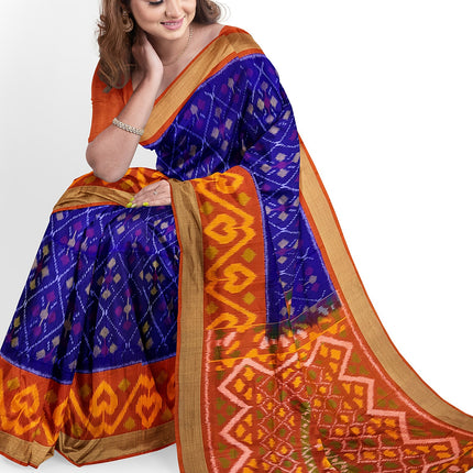 Pure Pochampally Silk Saree 6 Yards with Traditional Ikat Design