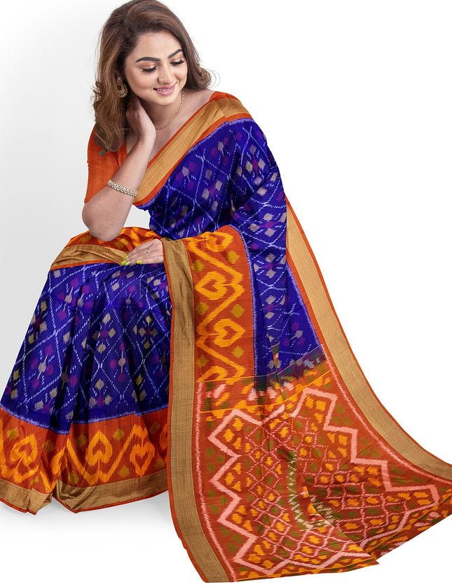 Pure Pochampally Silk Saree 6 Yards with Traditional Ikat Design