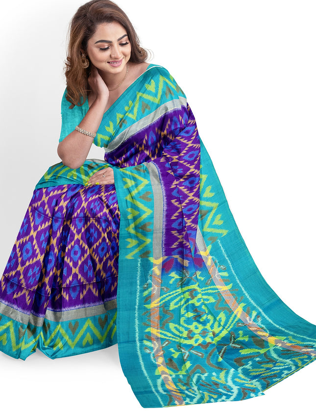 Pure Pochampally Silk Saree 6 Yards with Traditional Ikat Design
