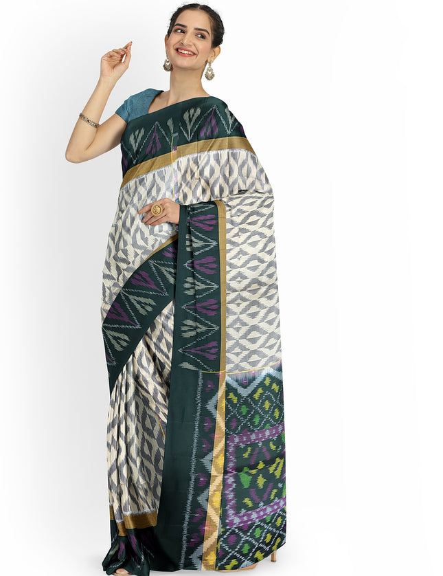 Pure Pochampally Silk Saree 6 Yards with Traditional Ikat Design