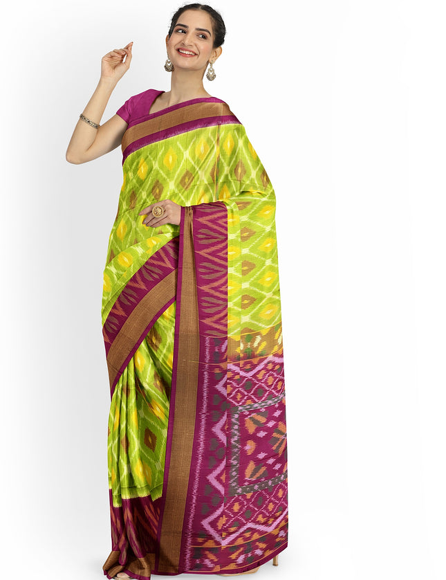 Pure Pochampally Silk Saree 6 Yards with Traditional Ikat Design