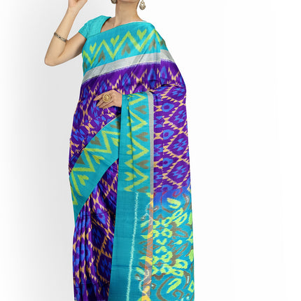 Pure Pochampally Silk Saree 6 Yards with Traditional Ikat Design