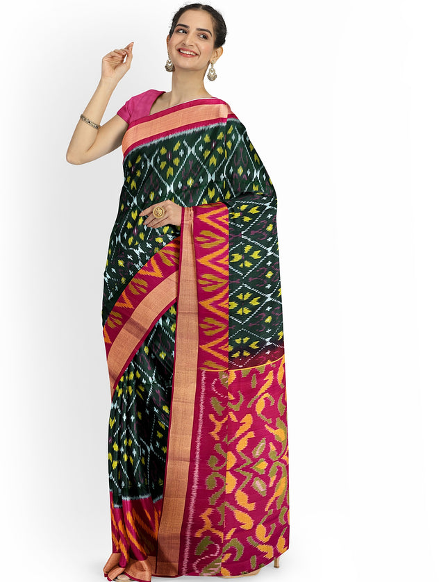 Pure Pochampally Silk Saree 6 Yards with Traditional Ikat Design