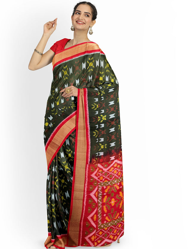 Pure Pochampally Silk Saree 6 Yards with Traditional Ikat Design